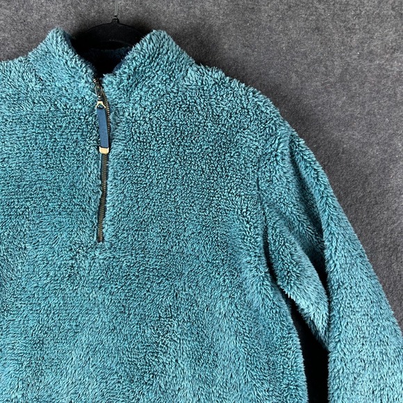 Soft Surroundings Sweater Womens Small Blue Pullover Luxe Sherpa 1/4 Zip Fuzzy - Picture 4 of 14